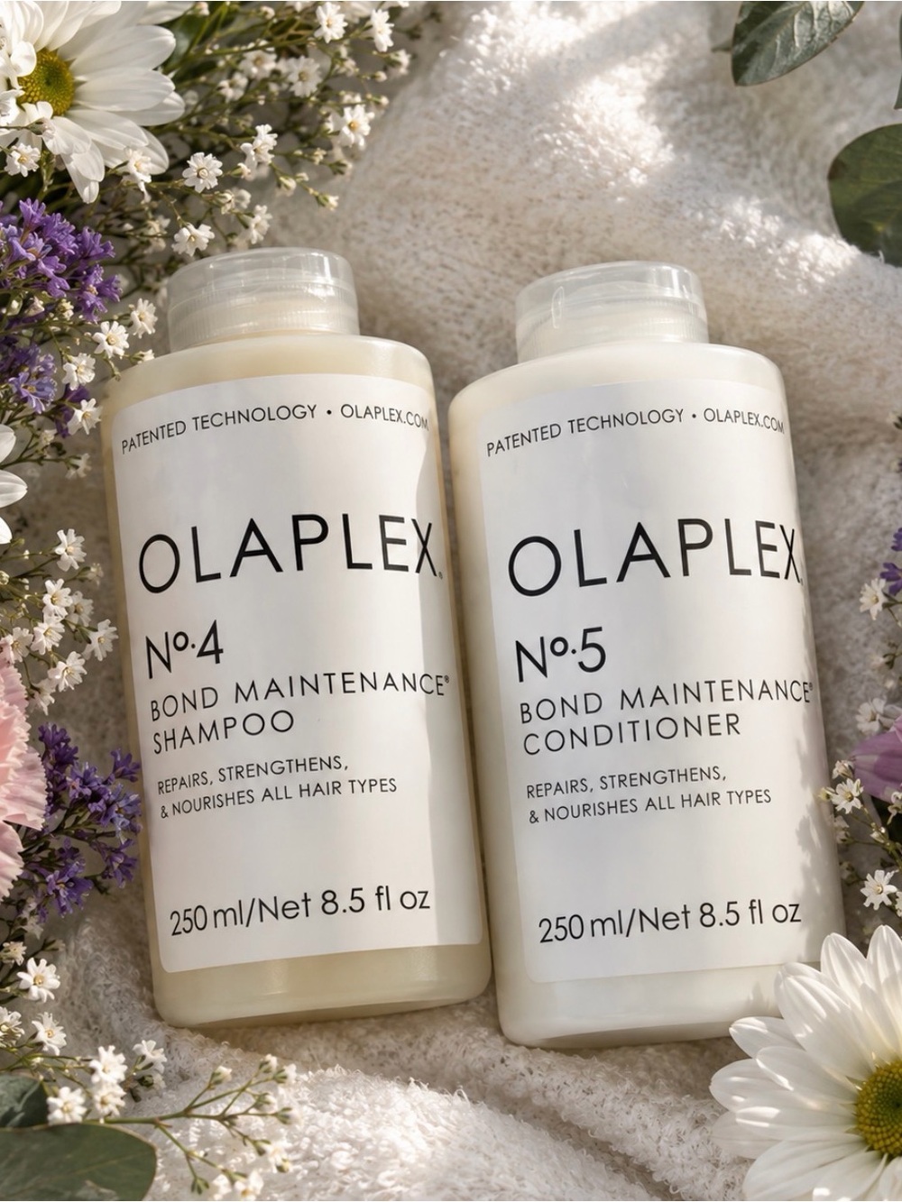 OLAPLEX No.4 & No.5 Bond Maintenance Shampoo and Conditioner - White